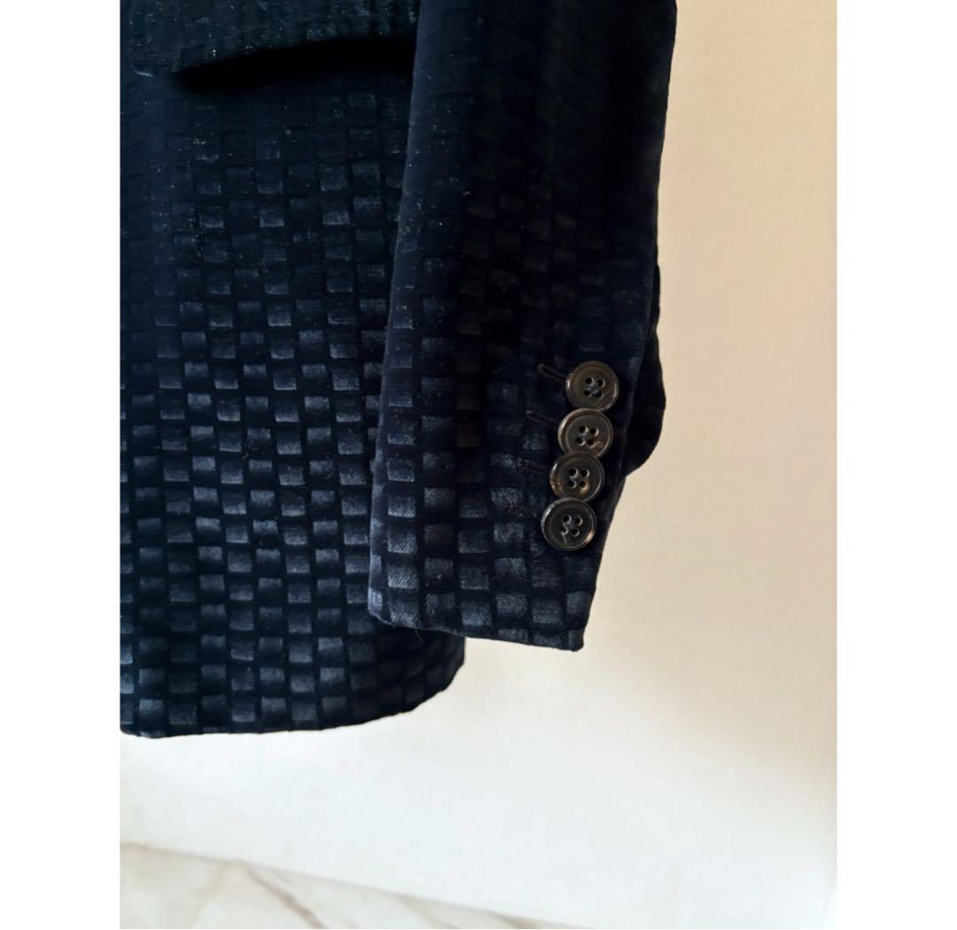 armani collezioni \"鱗風\" 千鳥柄 ベロアテーラードジャケット