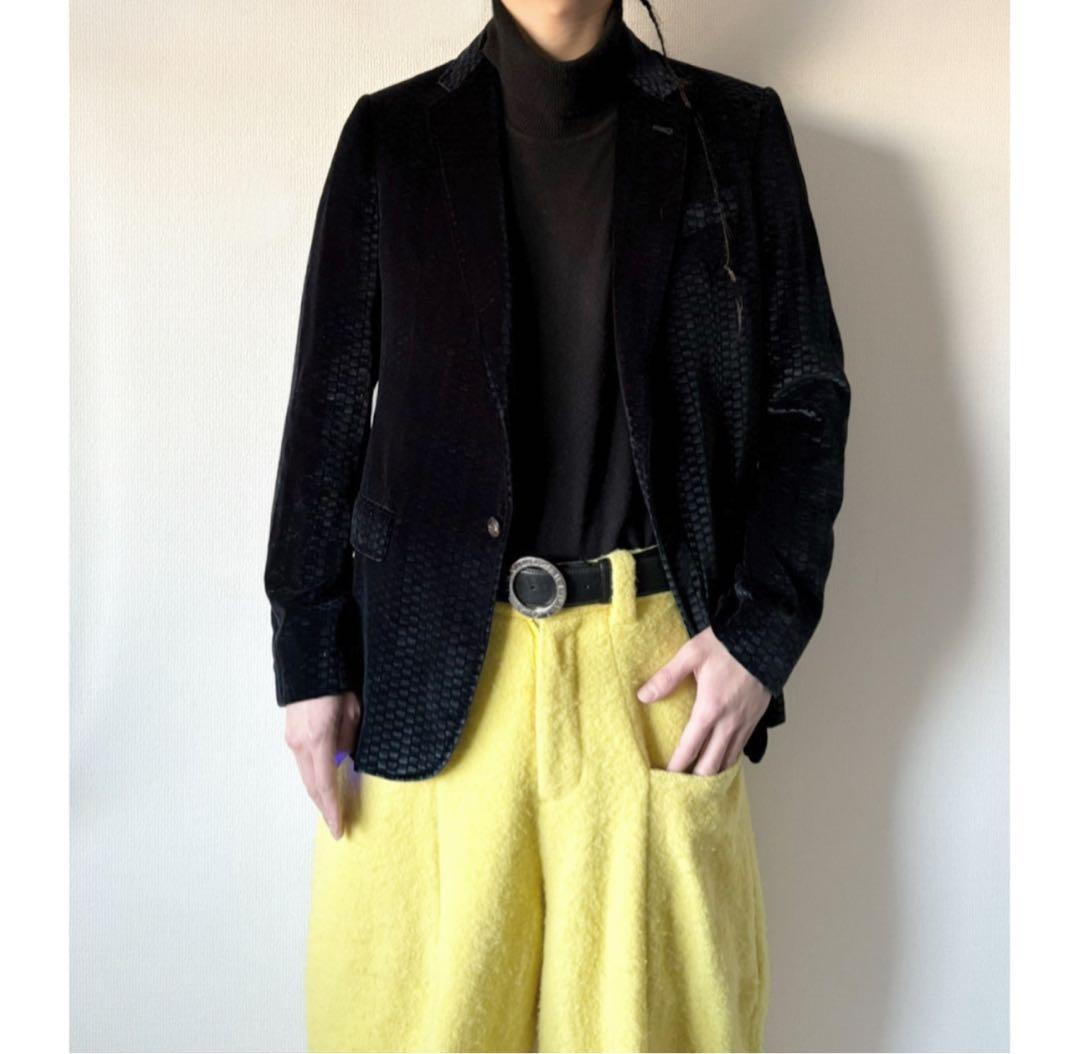 armani collezioni \"鱗風\" 千鳥柄 ベロアテーラードジャケット