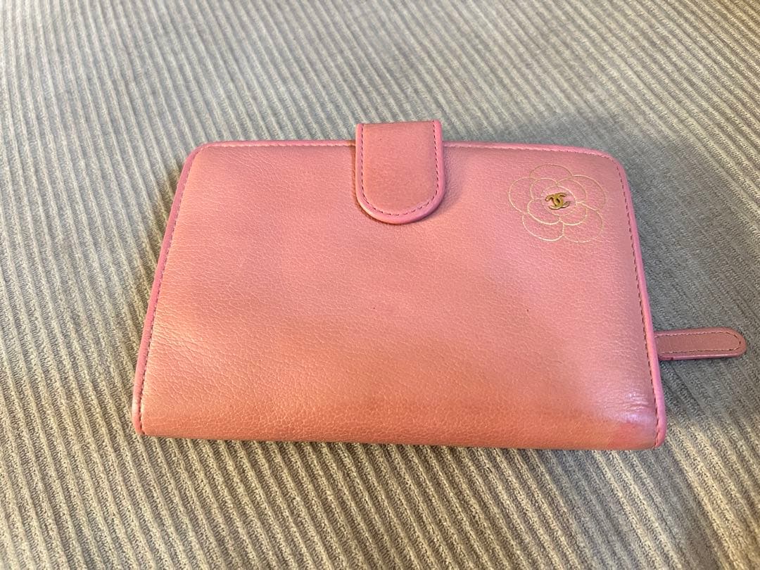 正規品　シャネル　財布　ピンク　カメリア