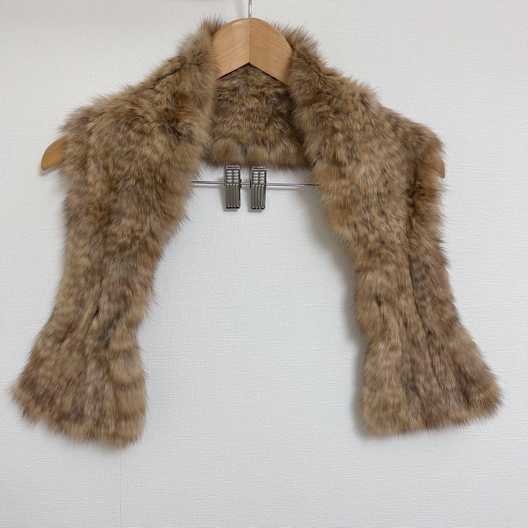 美品★ロシアンセーブル編み込みフリルマフラー
