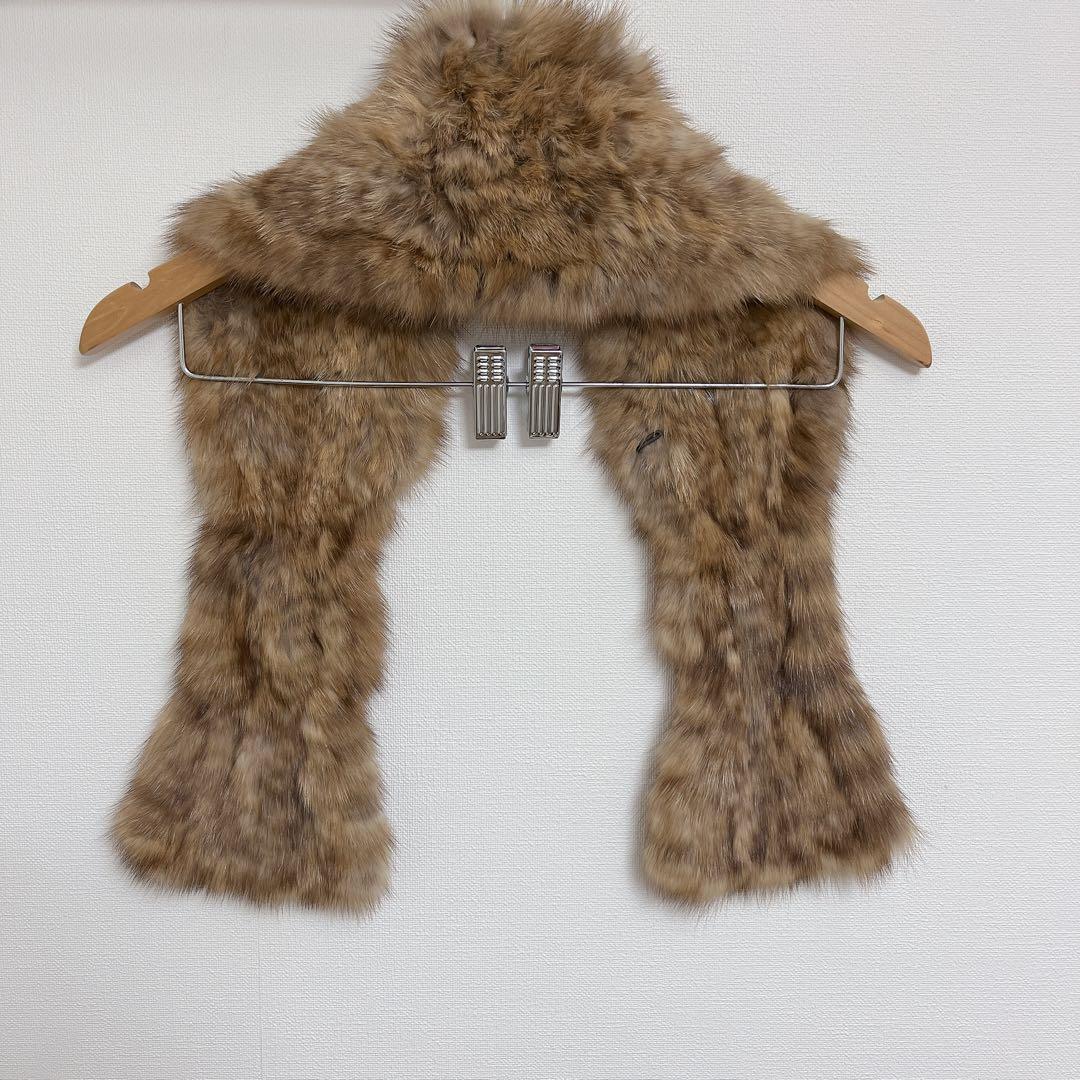 美品★ロシアンセーブル編み込みフリルマフラー