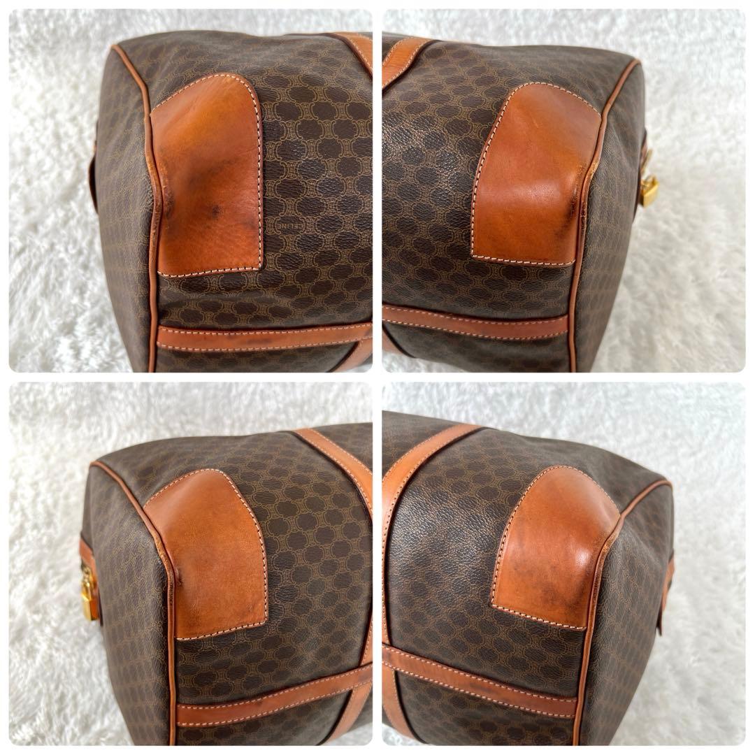 CELINE セリーヌ マカダム ボストンバッグ PVC×レザー 南京錠 大容量