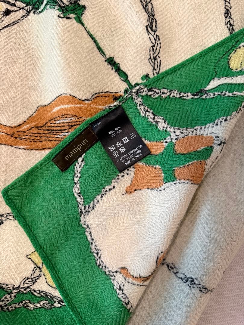 manipuri ウールシルクストールヘリンボーン