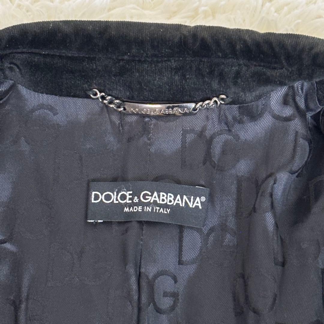 Dolce & Gabbana ベロアテーラードジャケット 銀ボタン　裏地総柄