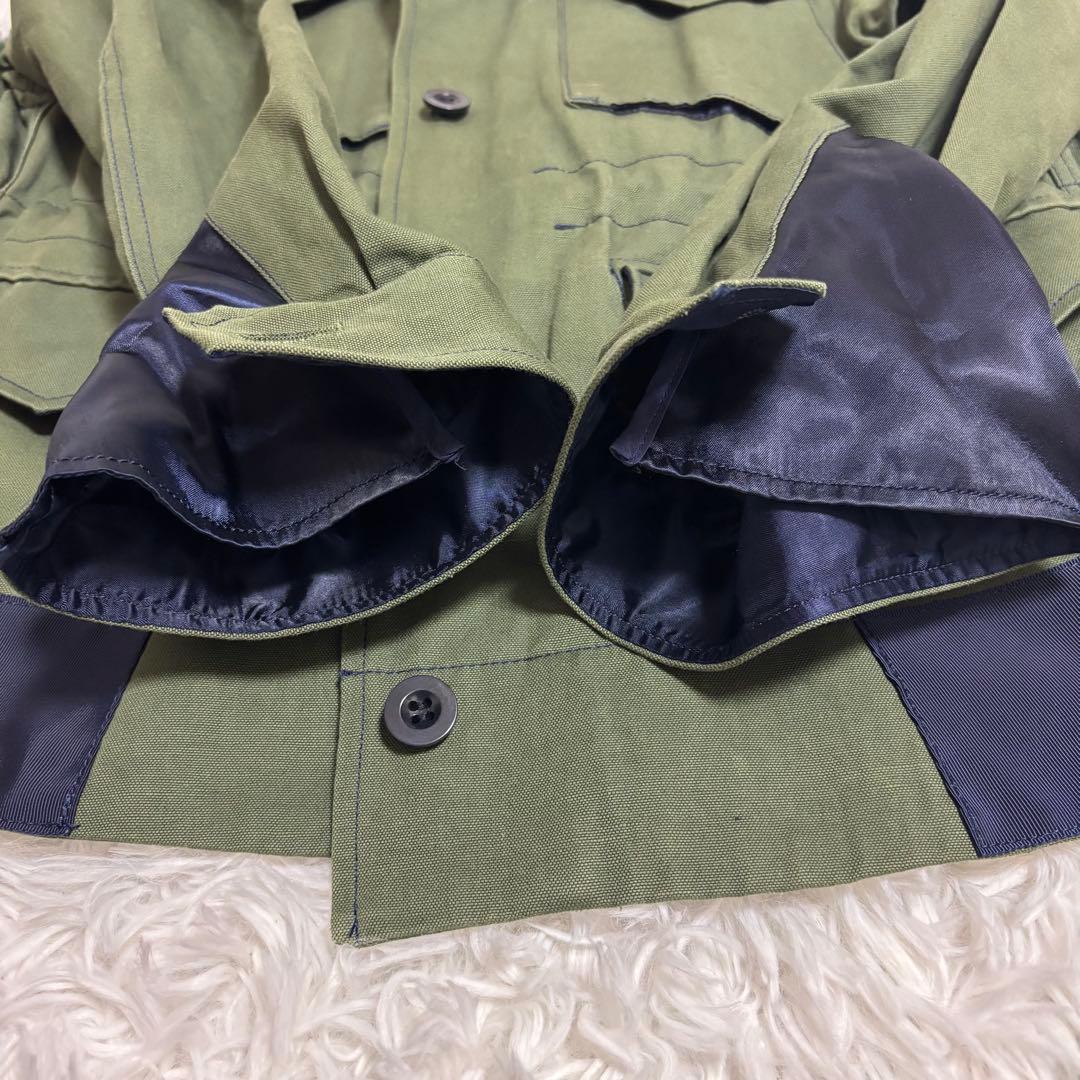 sacai Aライン　ミリタリーフーデッドジャケット 1723 コットン　麻