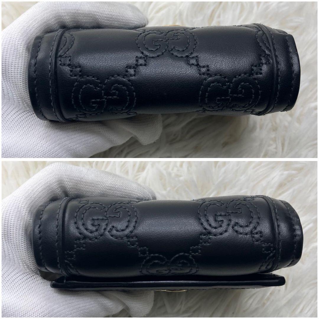 極美品✨GUCCI 二つ折り財布 GG マーモント マトラッセ 黒