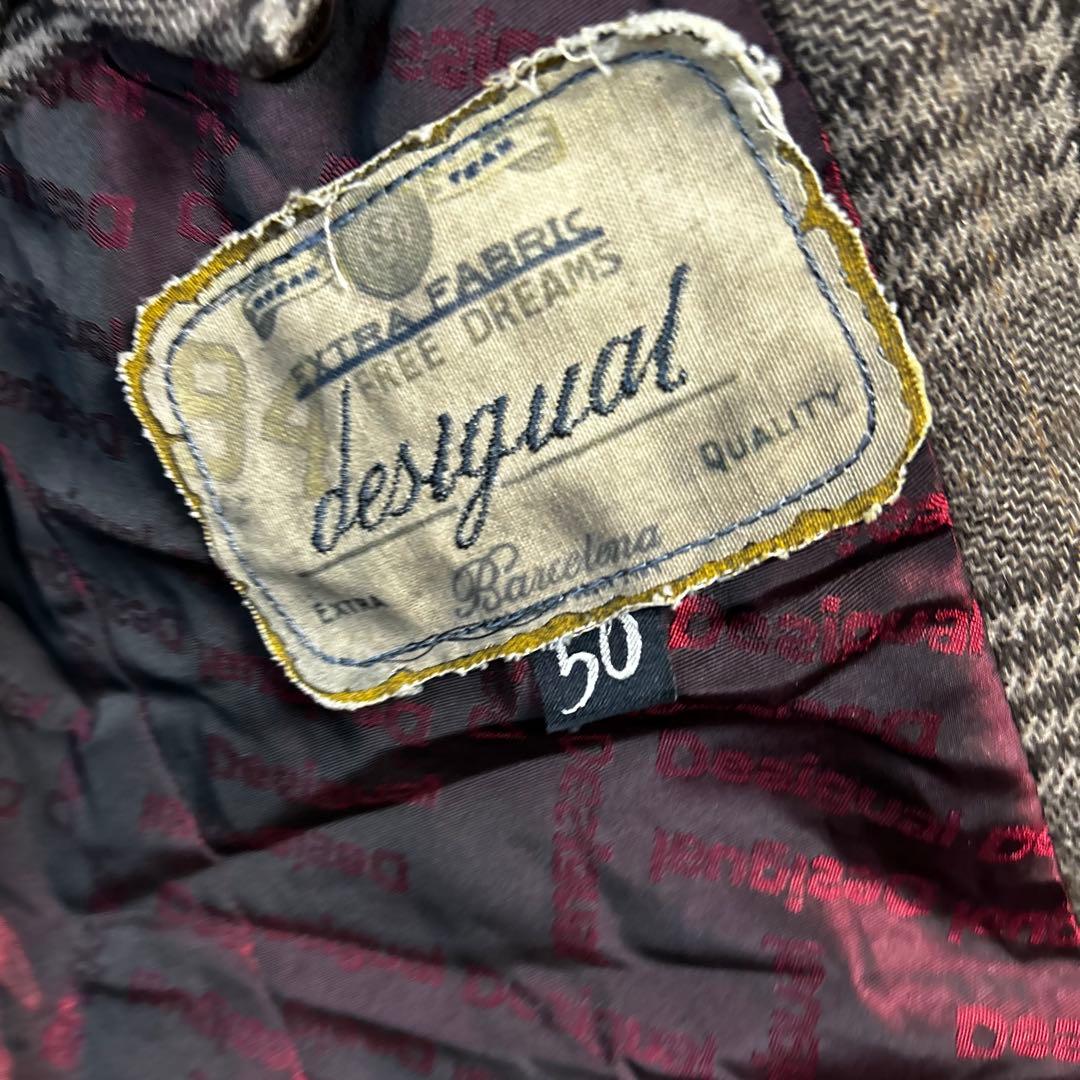 美品　desigual テーラードジャケット　パッチワーク　素材切り替え　超希少