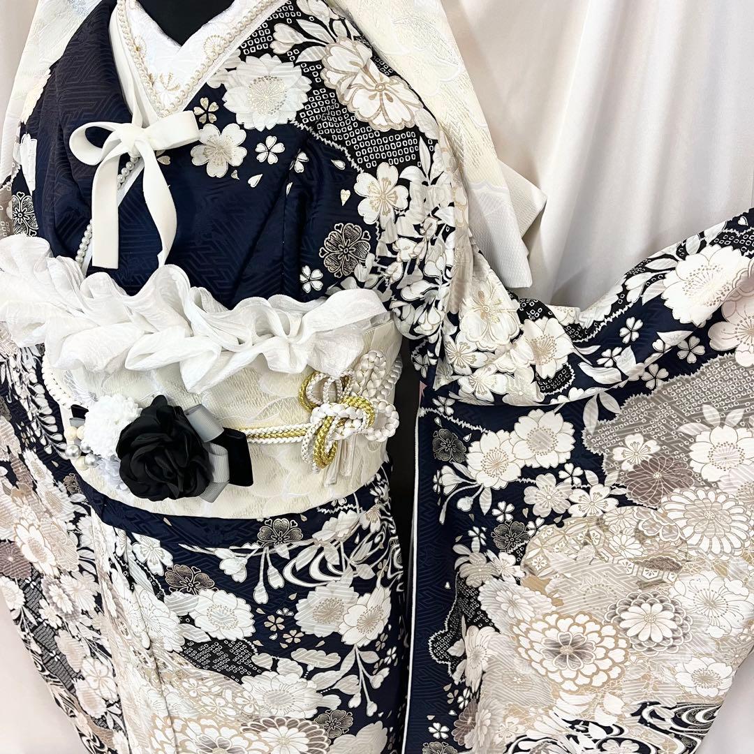 ■オーダー仕立て付き■新作新品■濃紺地正絹振袖フルセット■振袖一式■成人式
