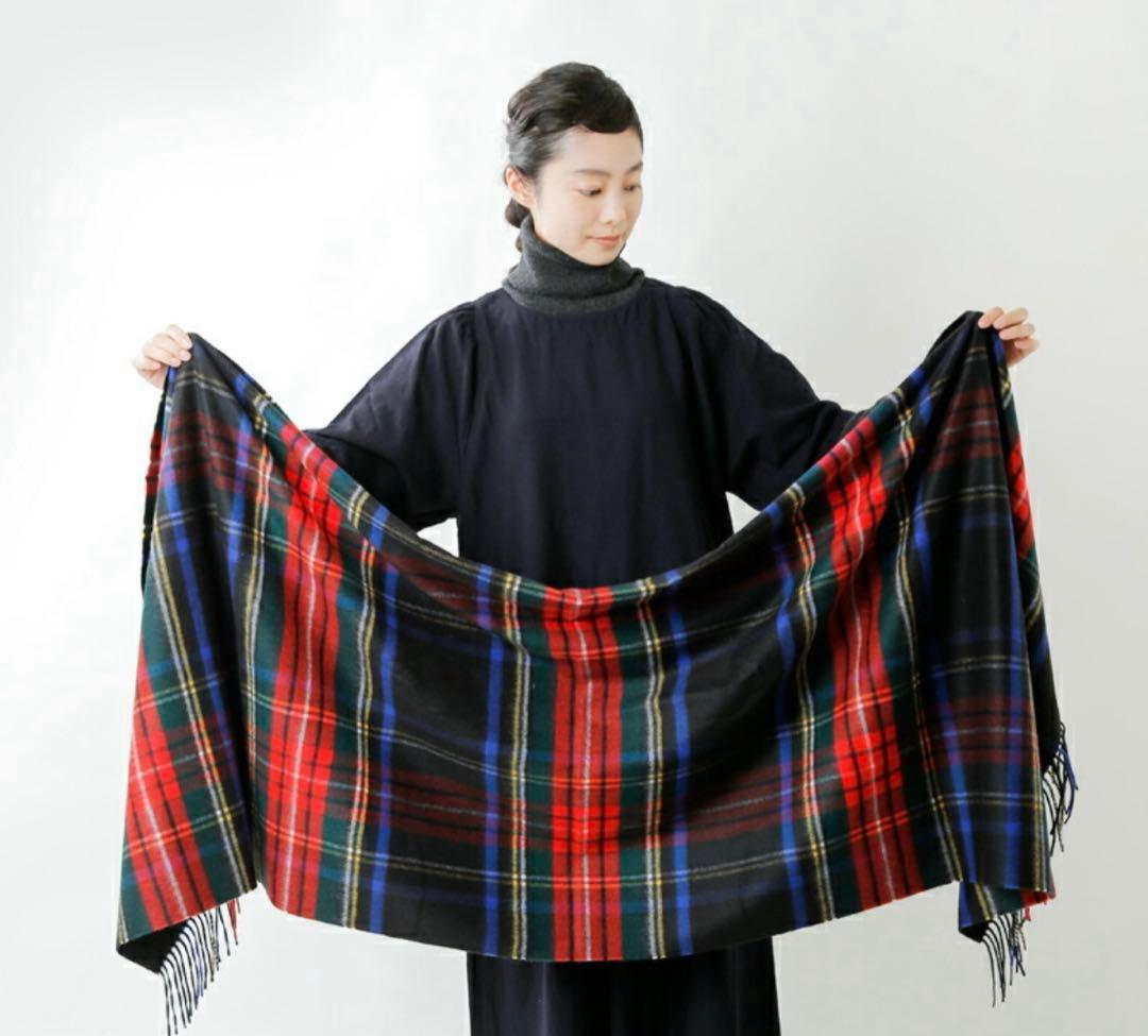 【JOHNSTONS】別注ユナイテッドアローズグリーンレーベル大判ストール 美品