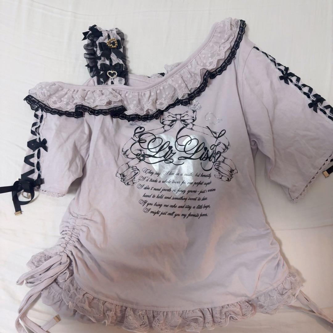 LIZLISA ワンショルダープリントTシャツ