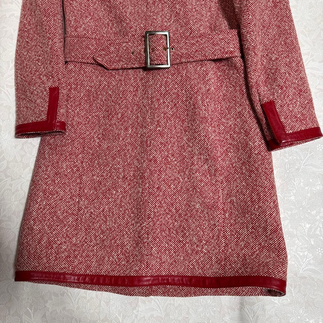 バイイー　D&G 赤 ツイードロングコート《ベルト付き》