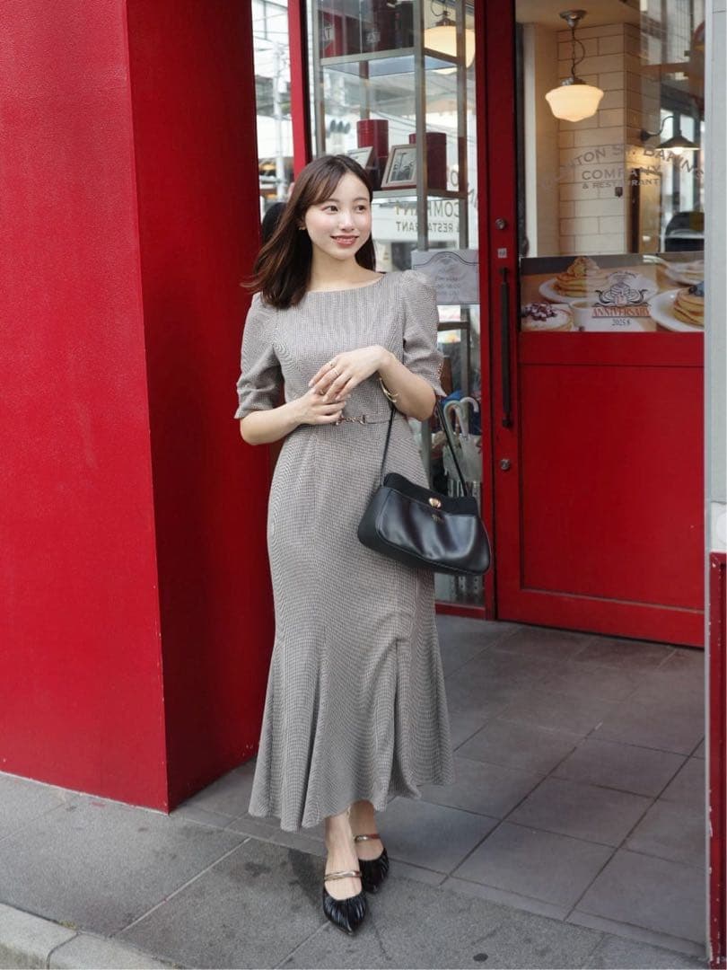 ハーリップトゥ　Houndstooth Belted Mermaid Dress