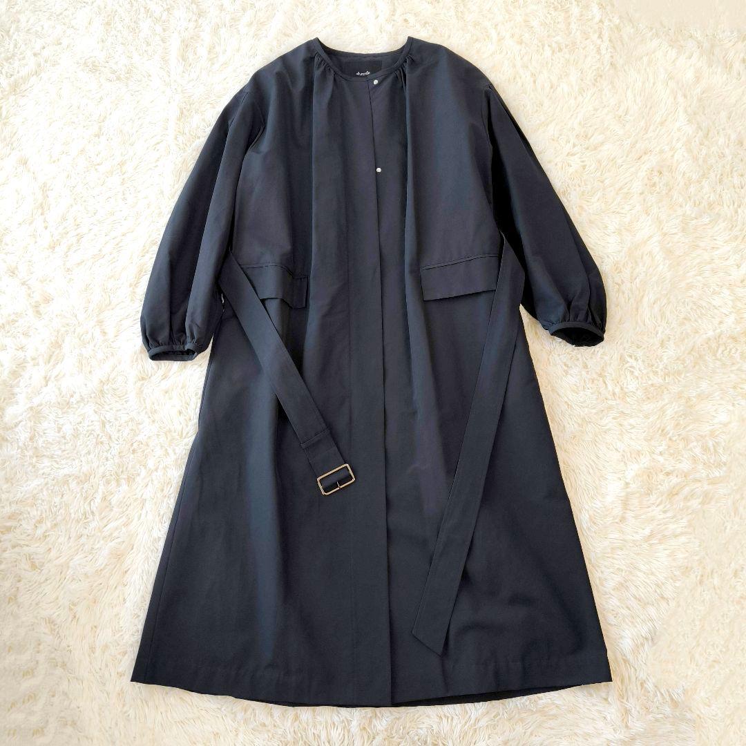 allureville アルアバイル コットンナイロンクロスギャザーネックコート