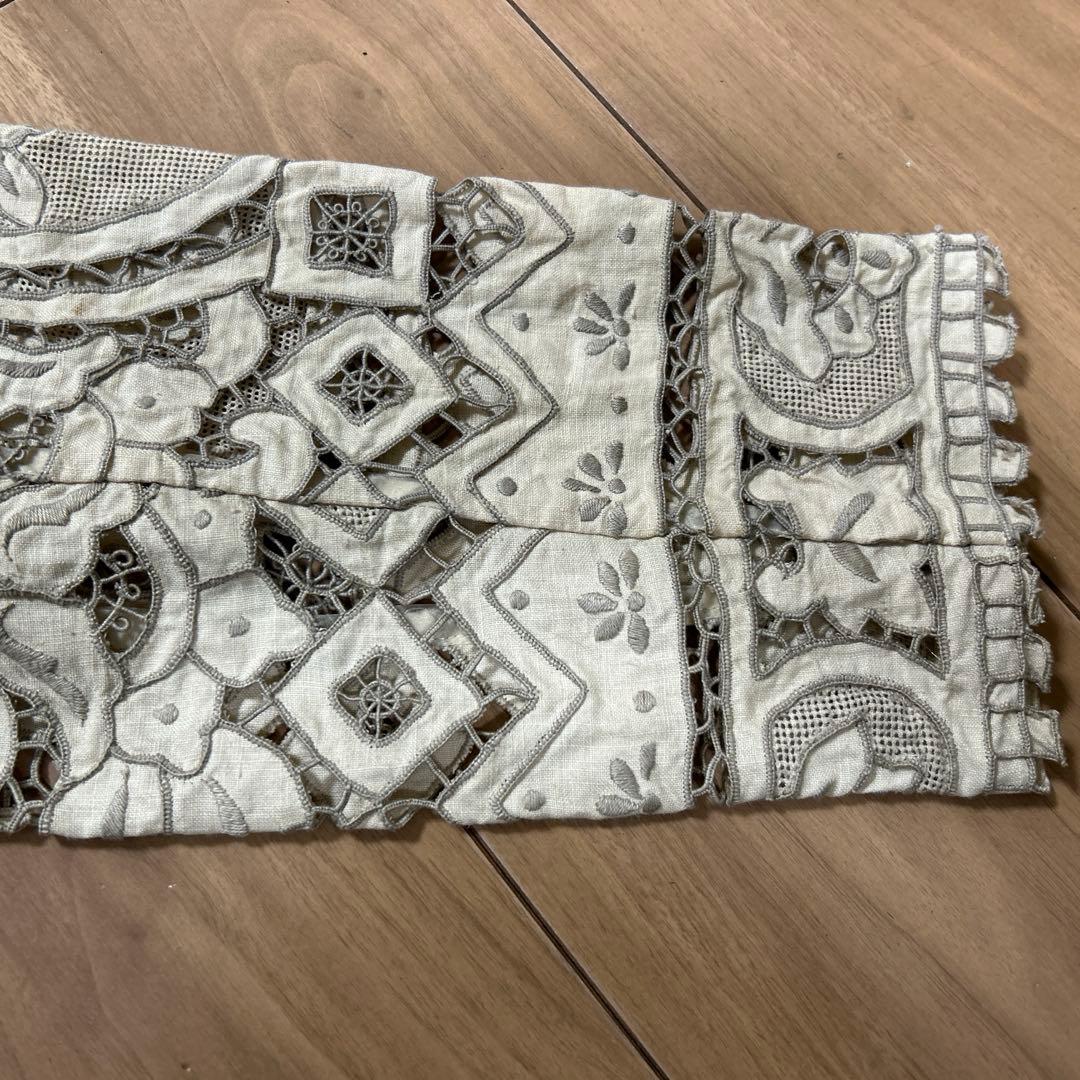 バテンレース　レース刺繍　ジャケット　麻100% 13号　ヴィンテージ