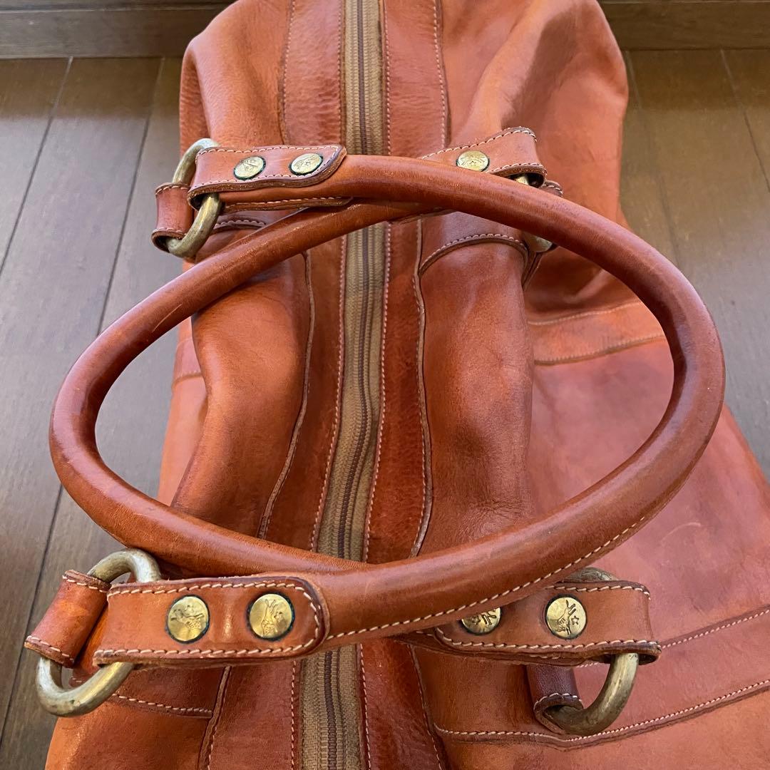 希少 IL BISONTE 本革 レザー トラベルバッグ ボストンバッグ 鍵付き