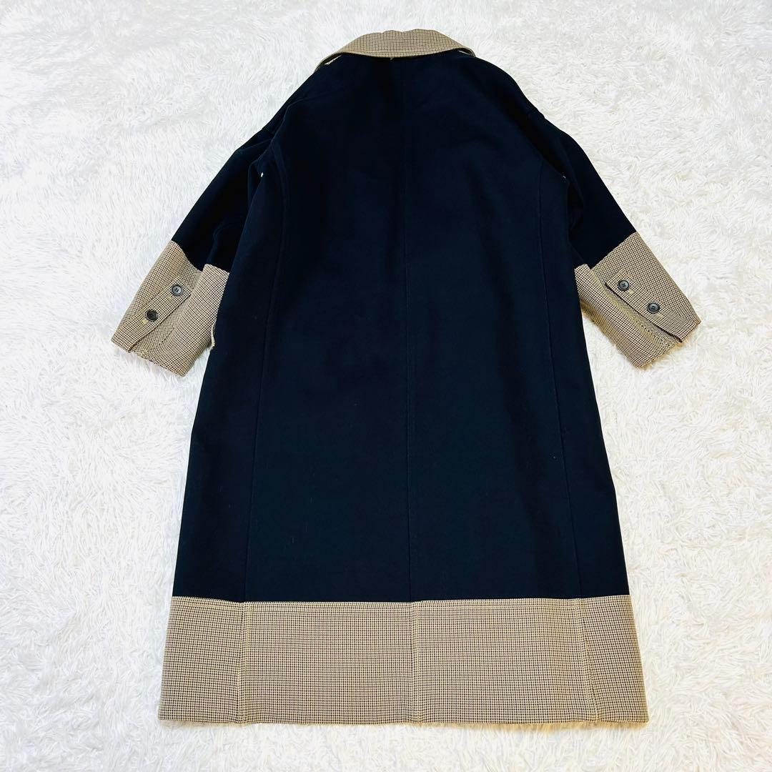 FURFUR チェック切替 ロングコート F ウールライク トレンチ風 529