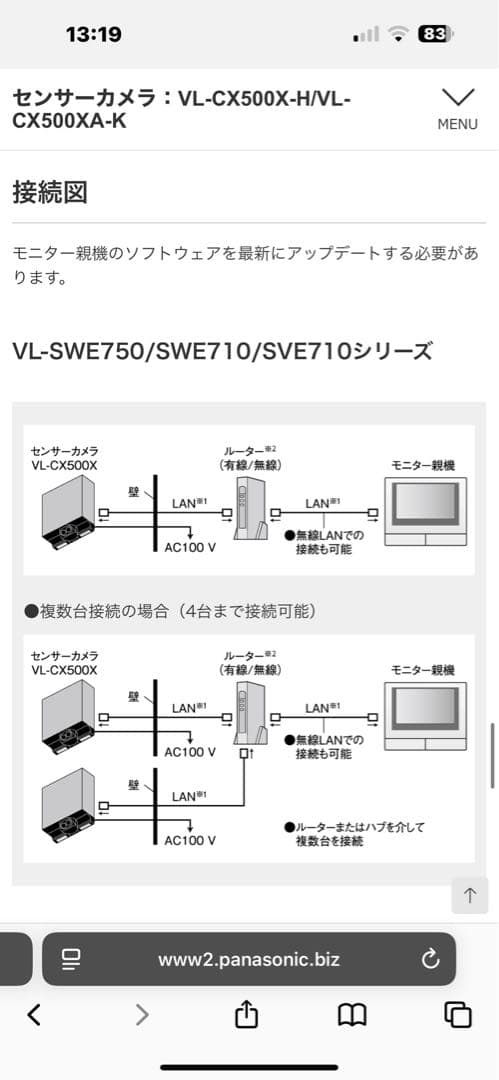 Panasonic VL-CX500XA-K ブラック屋外センサーカメラ パナ