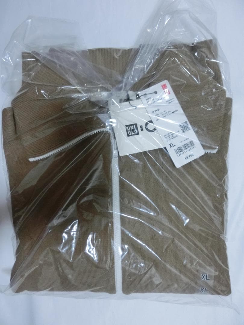 ユニクロC ミラノリブフルジップカーディガン XL ベージュ UNIQLC C