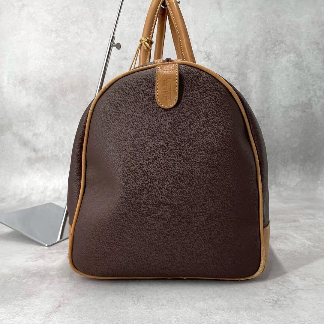 【大容量】LOEWE ボストンバッグ　レザー　バイカラー　アナグラム　南京錠　鍵