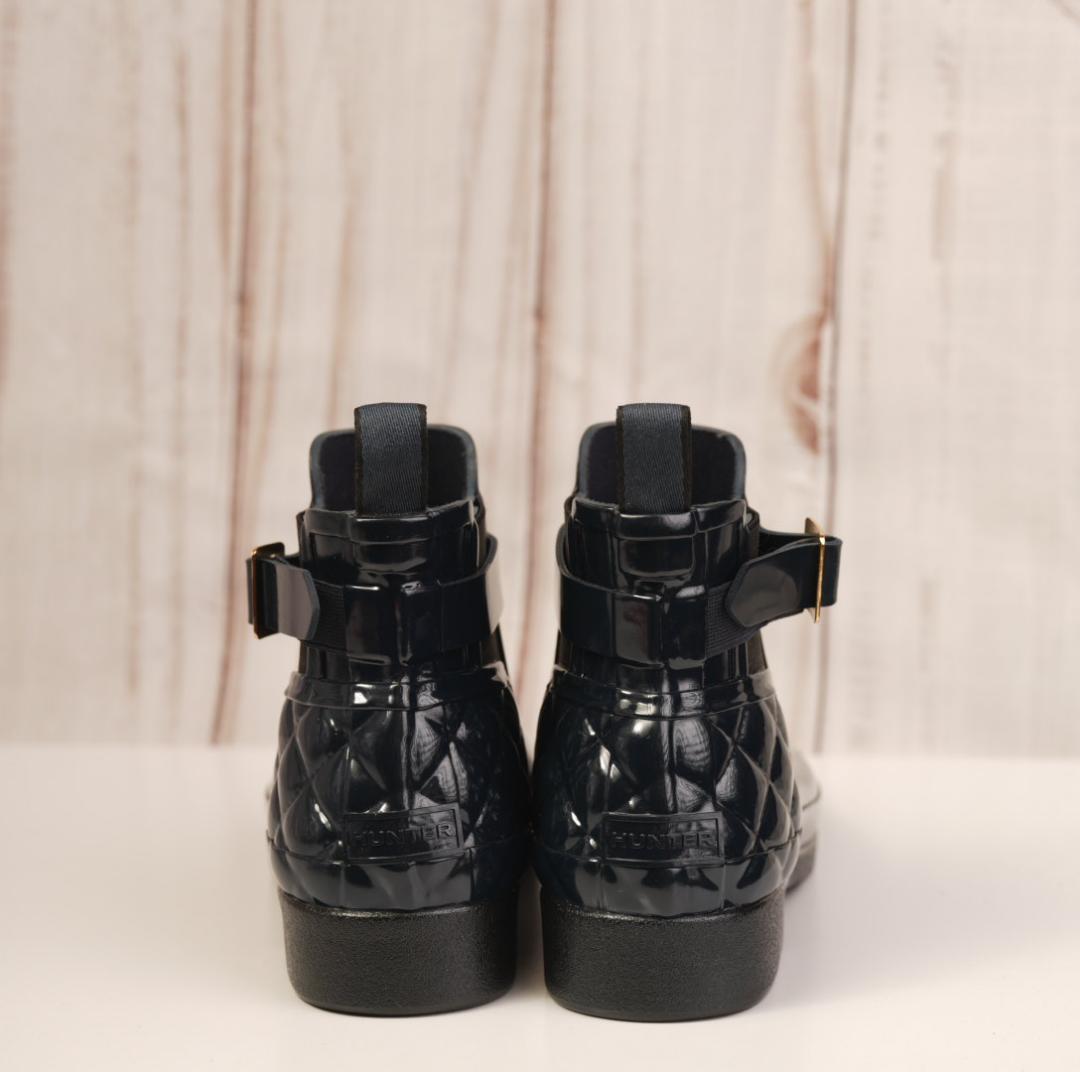 未使用同等品 HUNTER リファインド グロス キルテッド チェルシー ブーツ