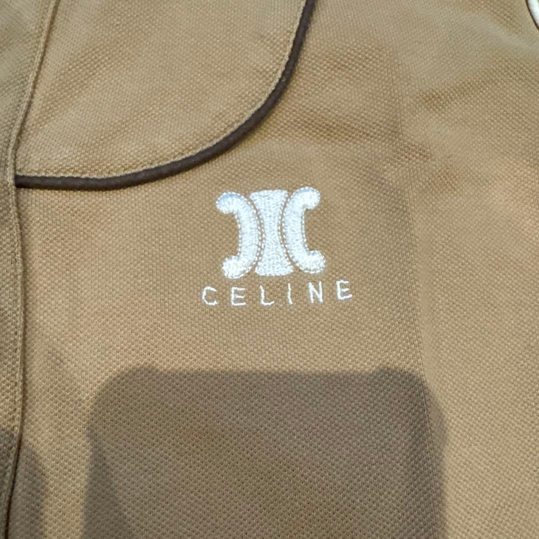 CELINE ロゴ刺繍 ポロシャツ キャメル サイズS