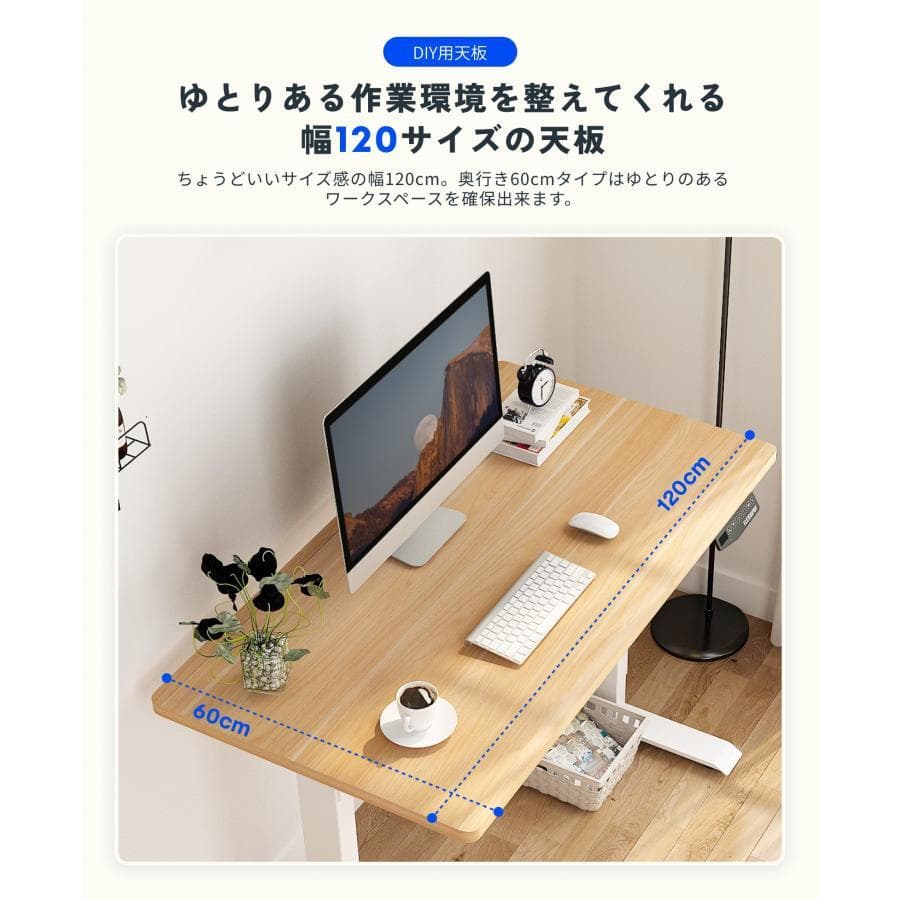 FlexiSpot 昇降デスク 純正天板 幅120×奥行60cm メープル