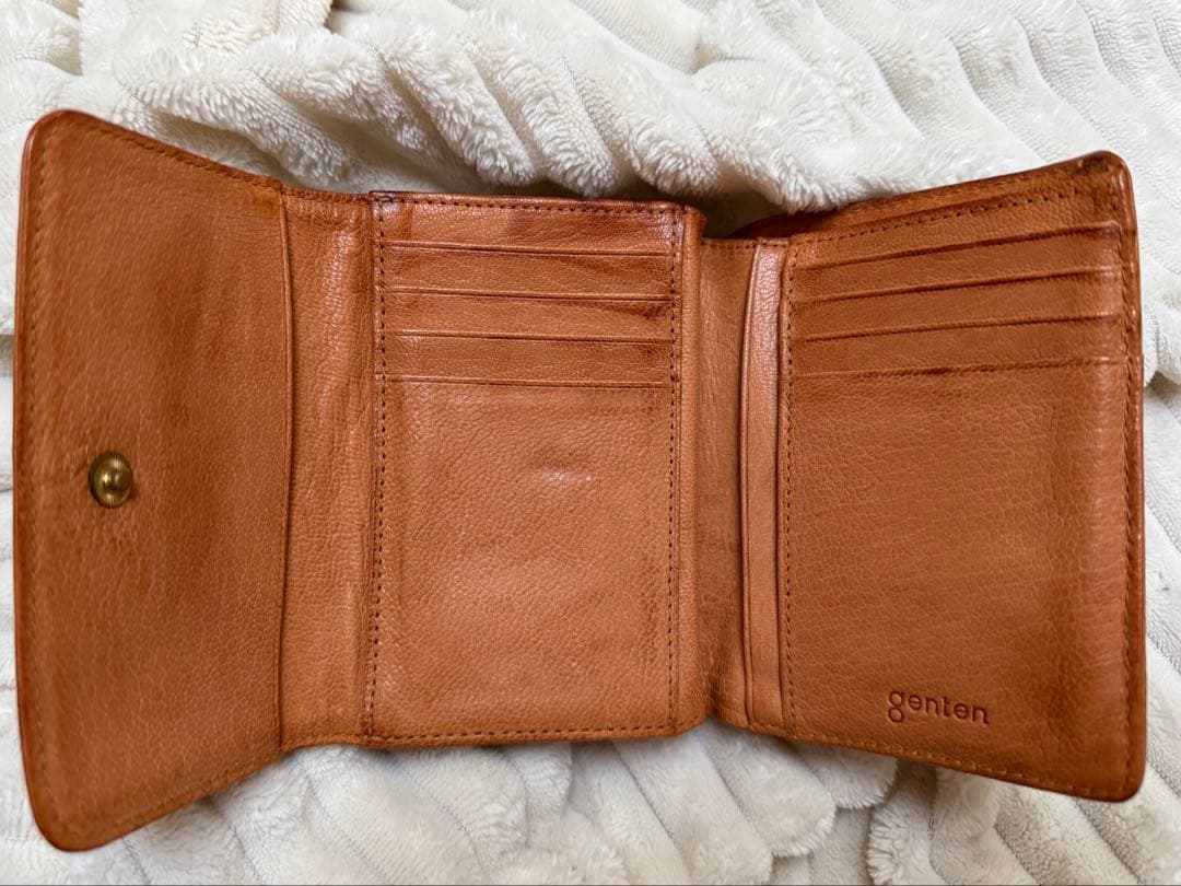 【値下げしました】genten がま口 折り財布 レザーウォレット