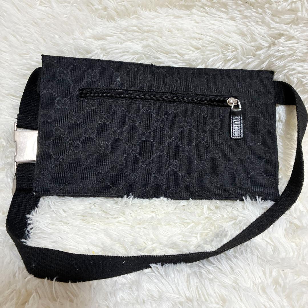 GUCCI ウエストポーチ ボディバッグ GG柄 キャンバス ブラック