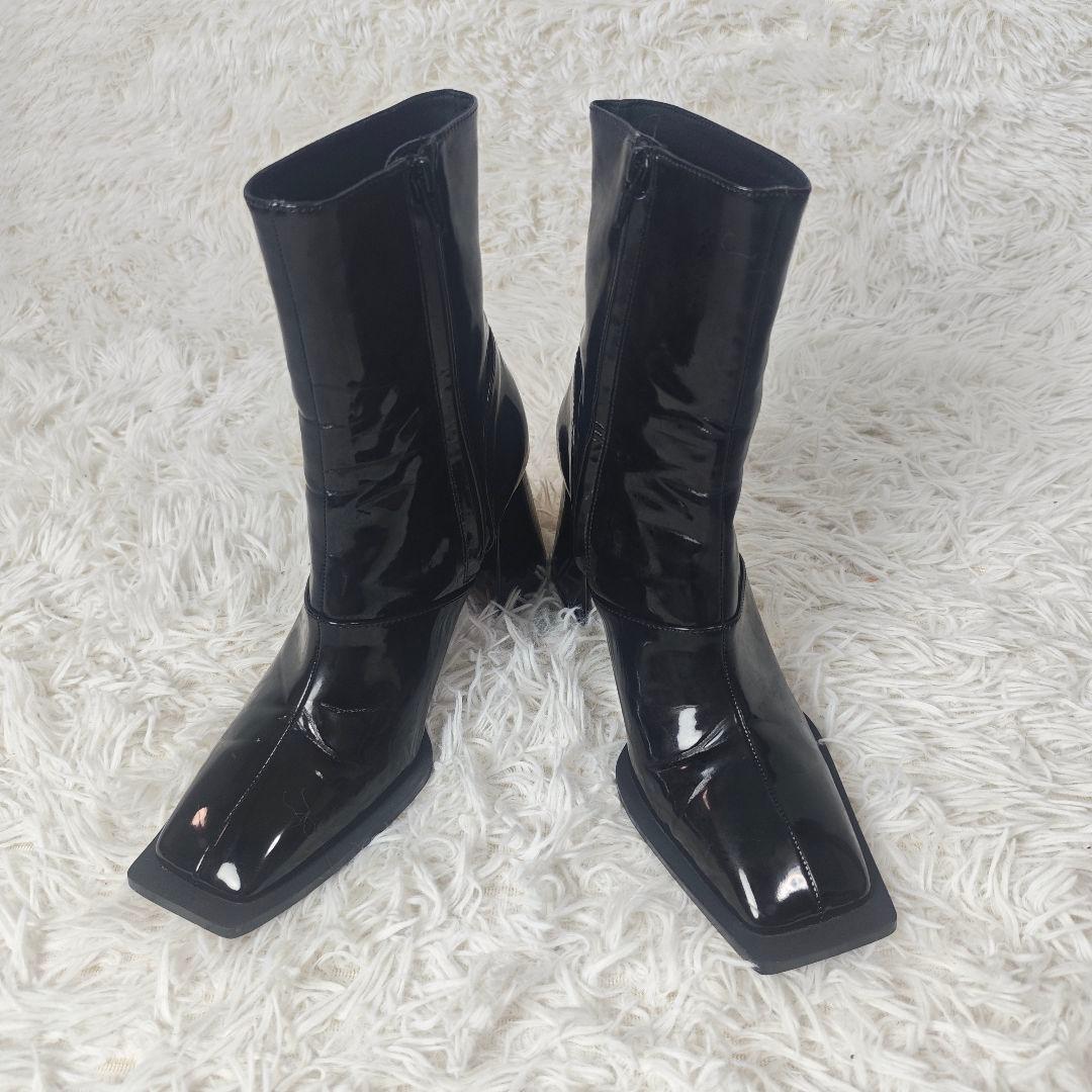 【美品】MELT THE LADY エナメル ショートブーツ 38 黒