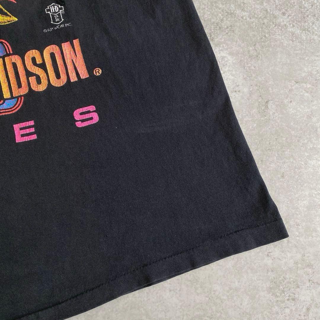 90s ハーレーダビッドソン イーグル ゴーグル Tシャツ USA製 黒 L
