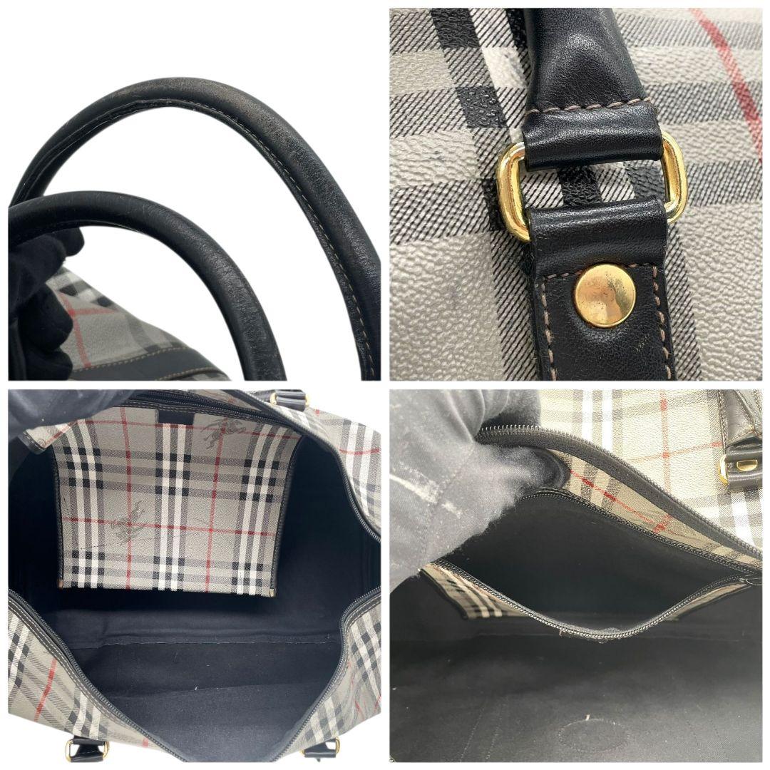 バーバリー　ボストンバッグ　グレー　ノバチェック　ホースロゴ　2way　X