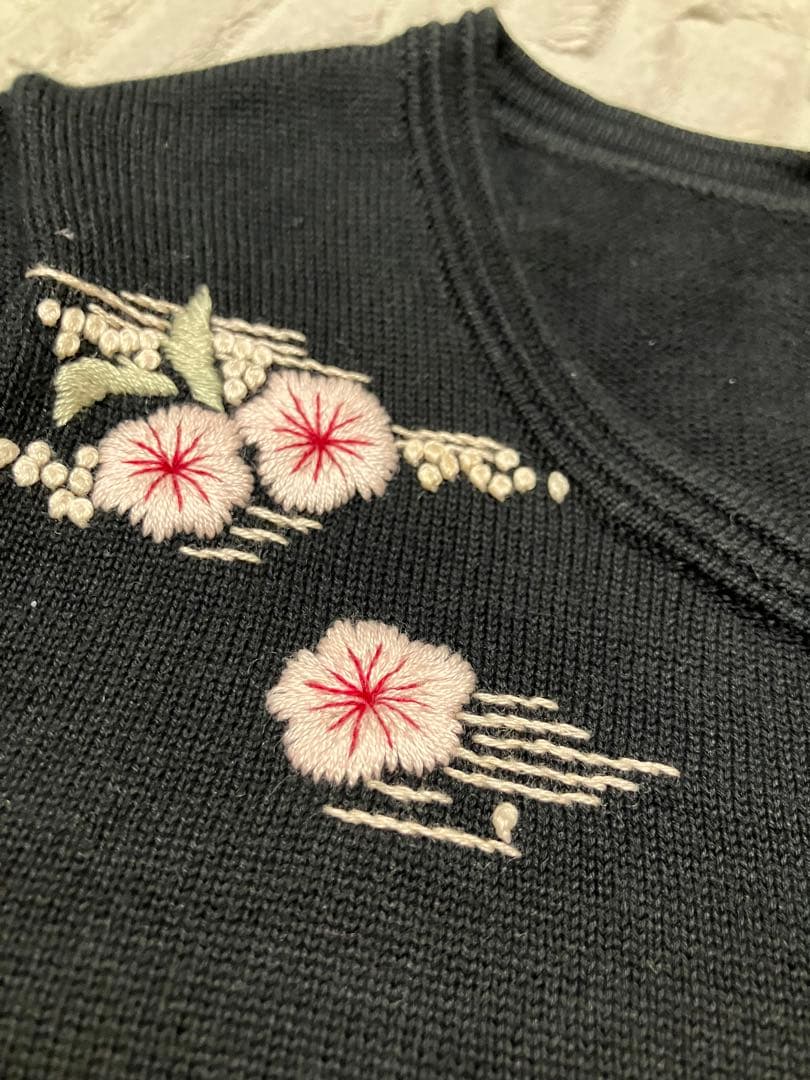 KEITA MARUYAMA サイズ1 黒 半袖ニットトップス　梅　桜