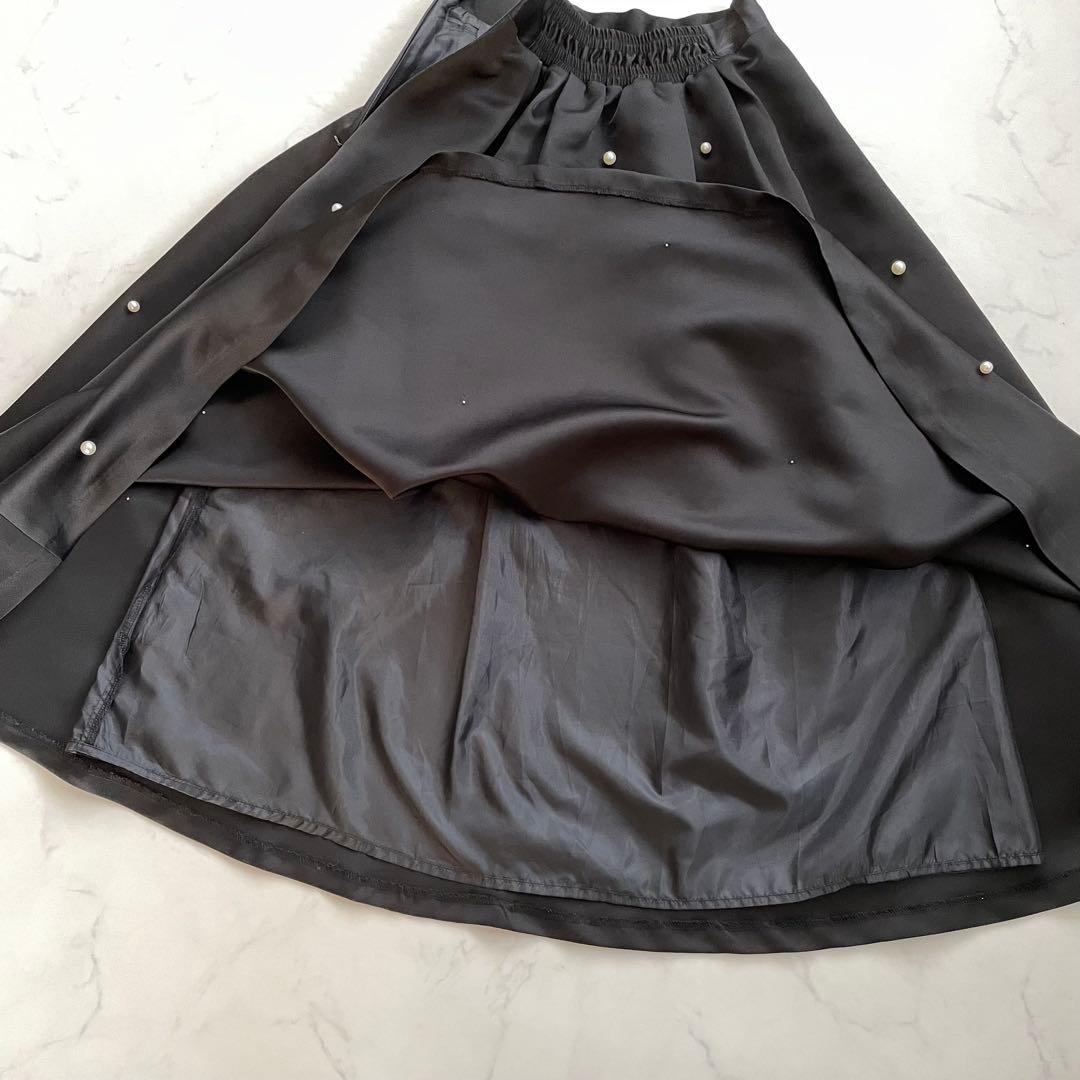 美品　SWINGLE ラグジュアリーサテンパールスカート　ロングスカート