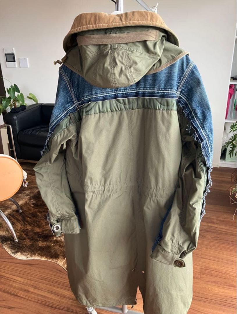 【sacai 大人気／デニム ドッキング モッズコート・サイズ3】