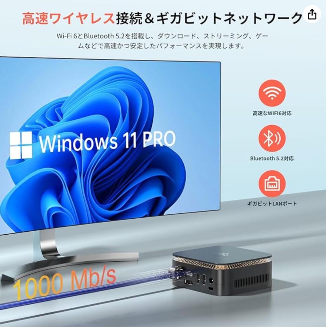 ミニpc N150 ミニパソコン Win11 8GB DDR4 256GB