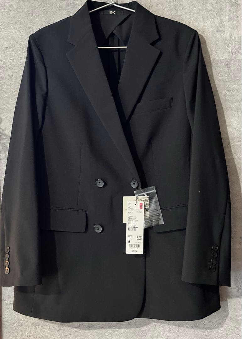 新品タグ付) UNIQLO :C ダブルジャケットリラックスフィット