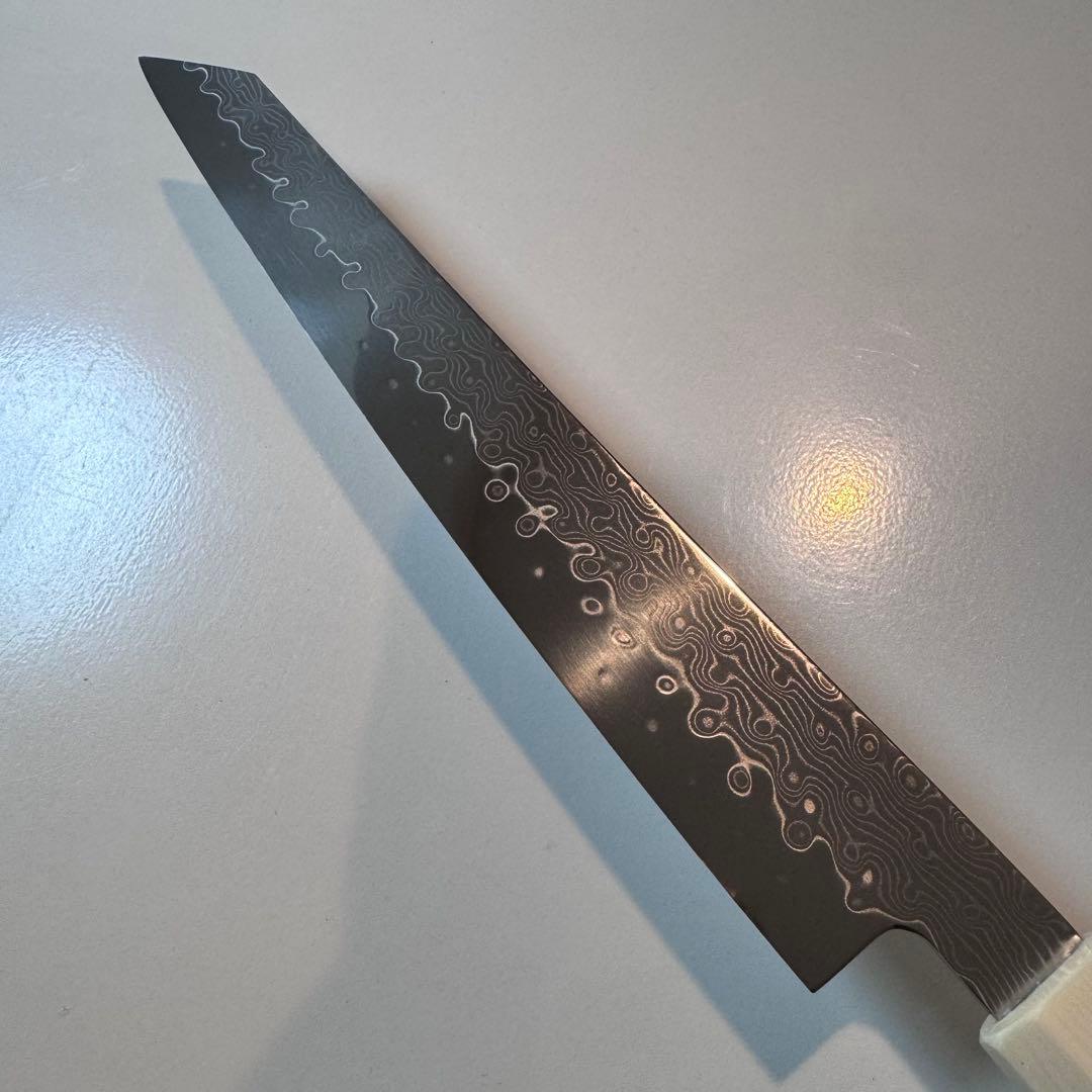 240mm 切付柳刃包丁 ダマスカス　人工象牙八角柄 和包丁
