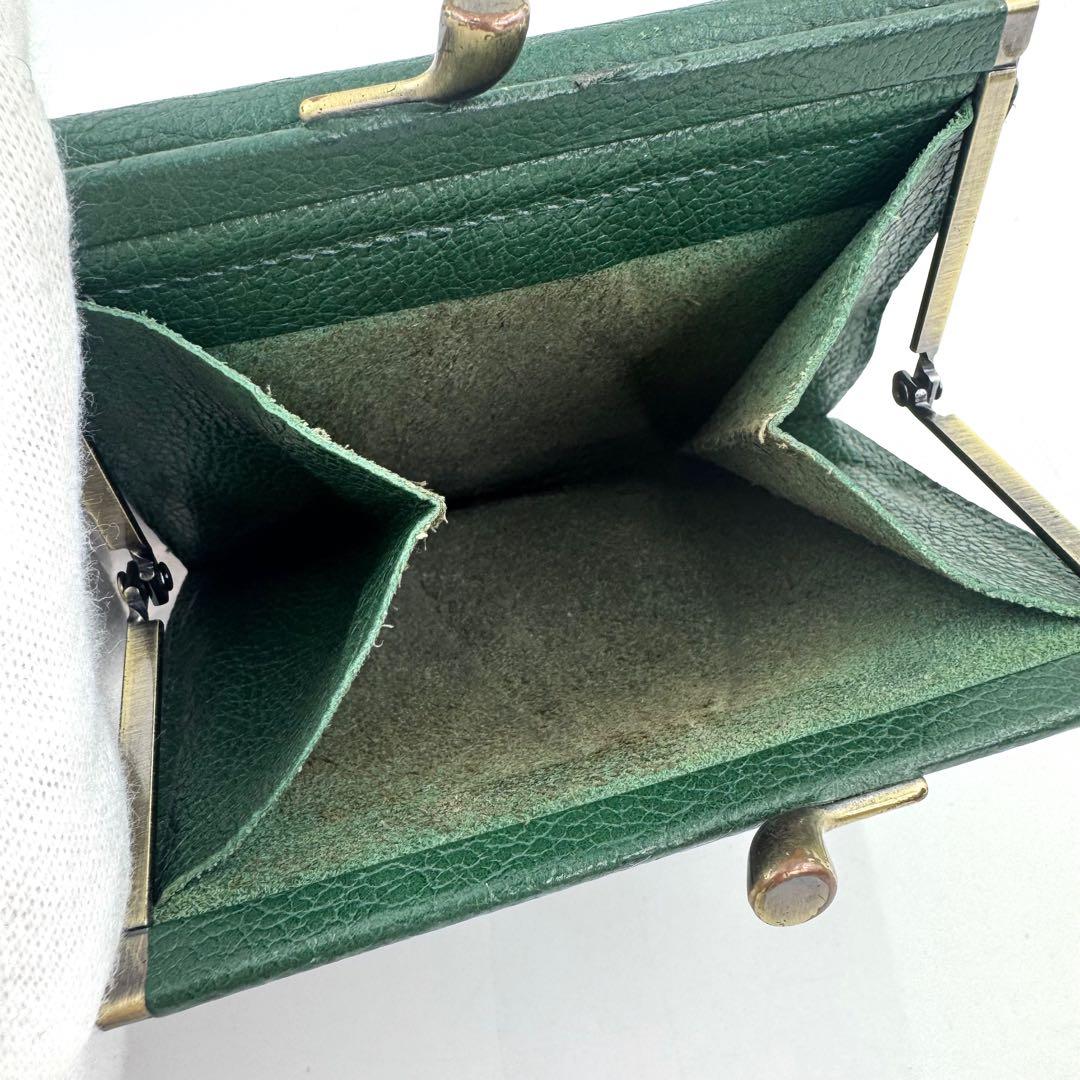 ✨人気カラー✨IL BISONTE　三つ折財布　がま口 ゴールド金具　ロゴ刻印