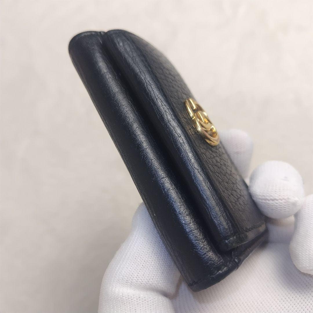 ✨美品✨GUCCI　GGマーモント 三つ折財布 シボ革 黒　23277・2184
