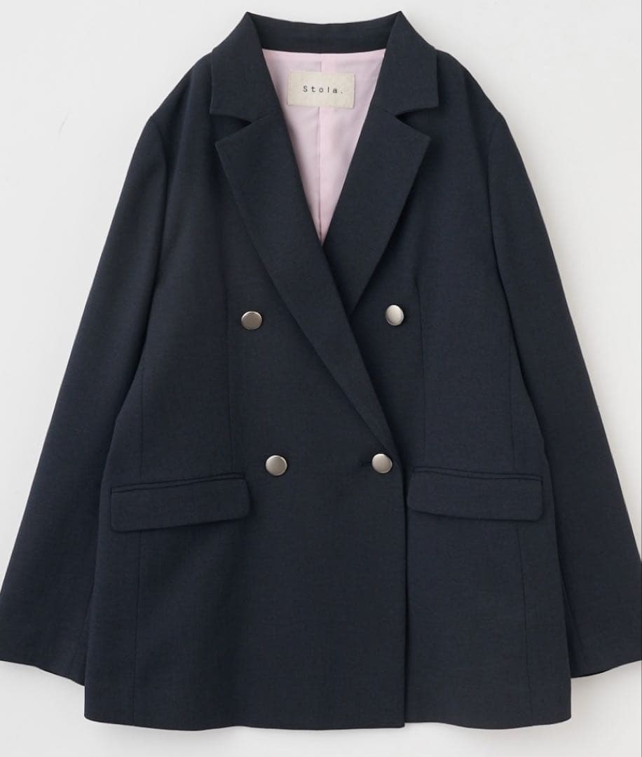新品　未着用　stola.ダブルブレスト後ろ釦あきジャケット　ネイビー