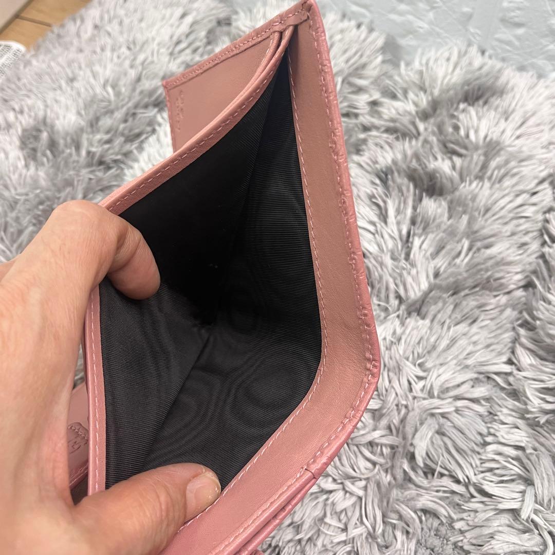 極美品　GUCCI マイクロシマ　ピンクベージュ　折り財布　レディース