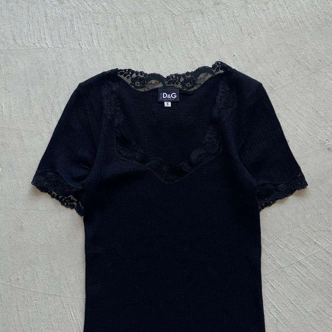 00s dolce&gabbana black lace tee レース