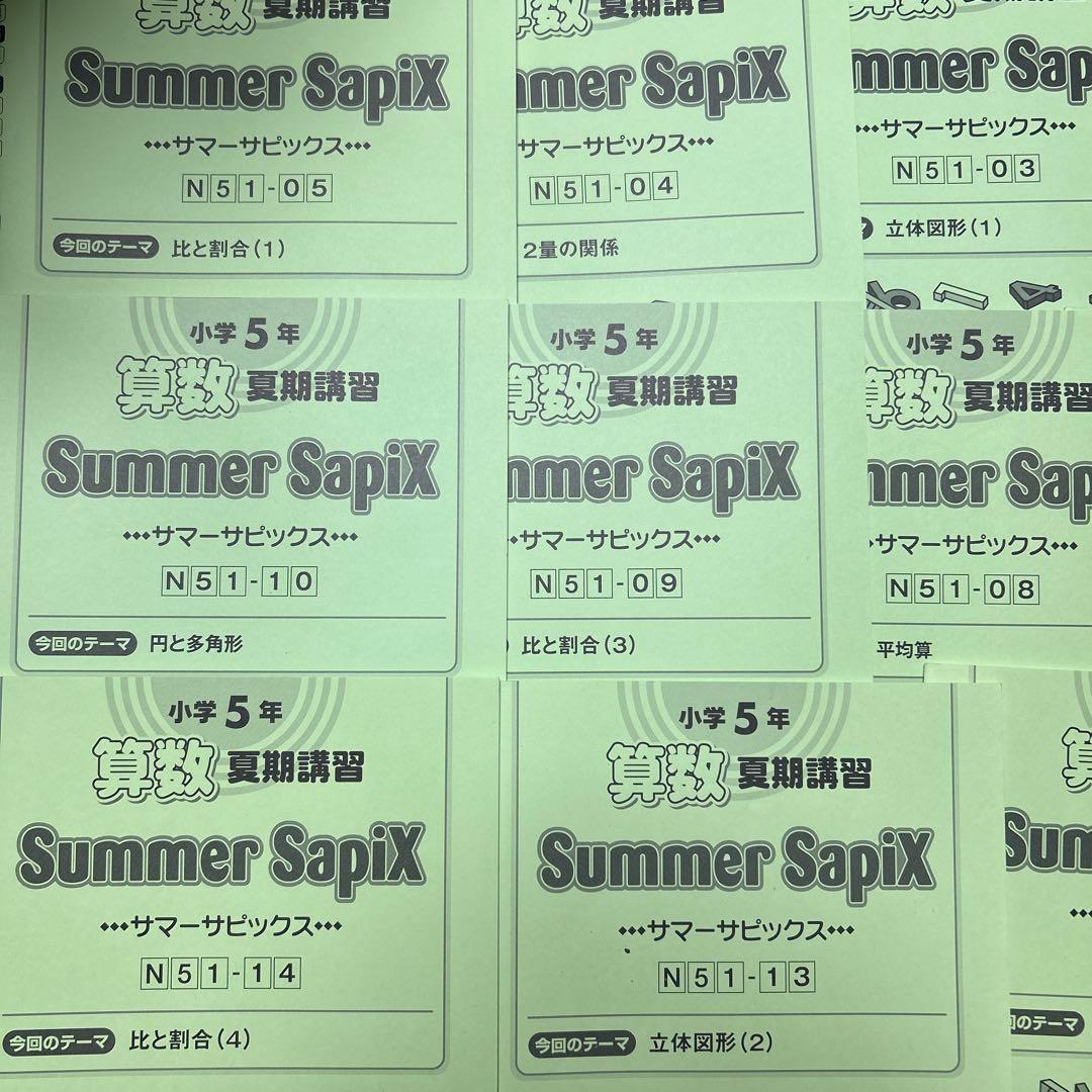 ㉑-14m サピックス　SAPIX 5年　算数　夏期講習　サマーサピックス　美品