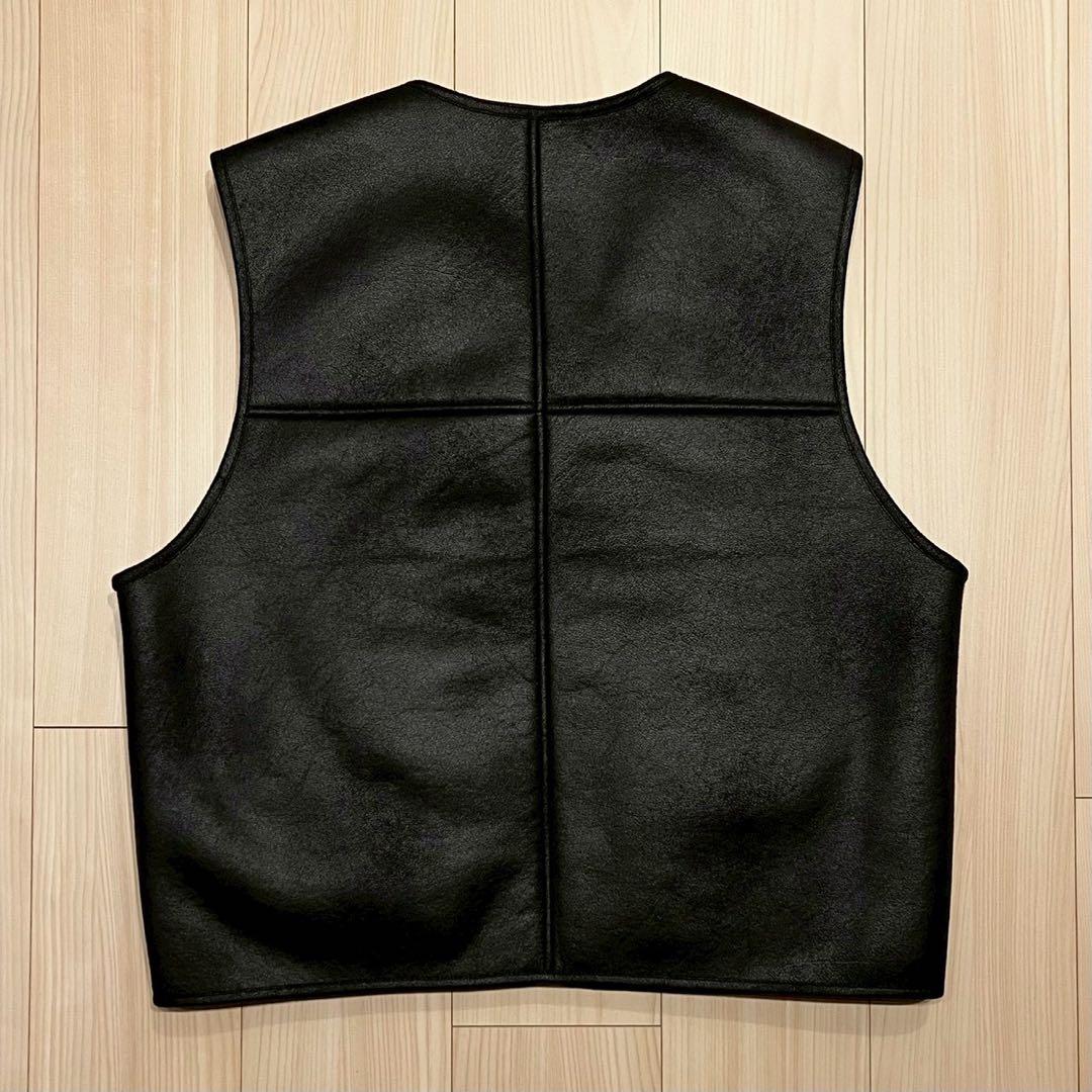 Supreme フェイク レザー リバーシブル ベスト M 黒