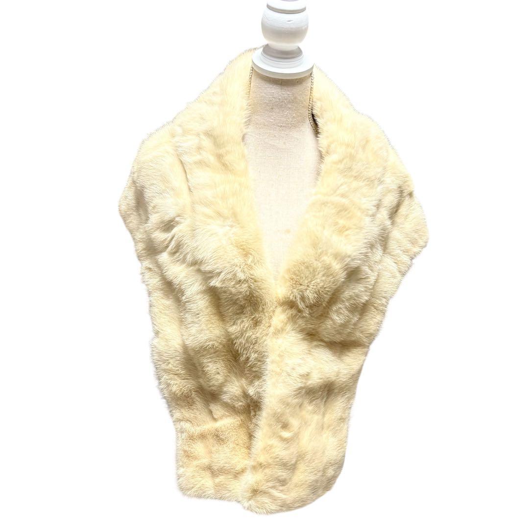 パールミンク ストール 大判 ロング 153cm MINK マフラー ホワイト