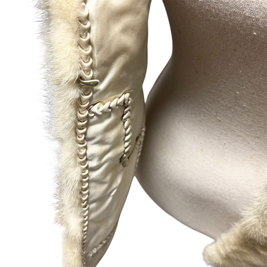 パールミンク ストール 大判 ロング 153cm MINK マフラー ホワイト