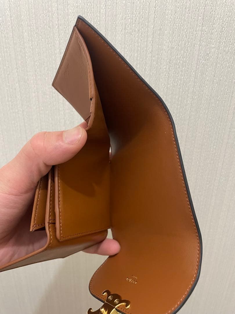 『美品』セリーヌ　トリオンフ　三つ折り財布 ブラウン　ゴールド金具