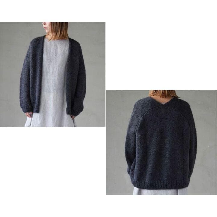 極美品✨️エヴァムエヴァ モヘヤシルク ニットカーディガン チャコールグレー F