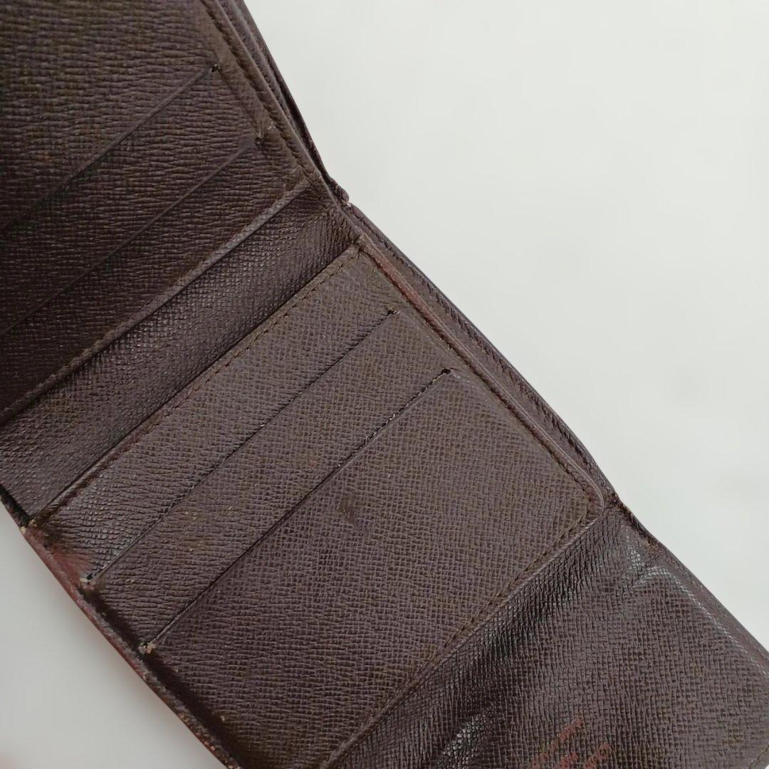 Louis Vuitton ダミエ ブラウンレザー三つ折り財布