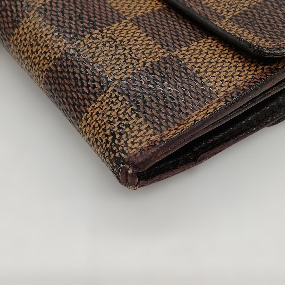 Louis Vuitton ダミエ ブラウンレザー三つ折り財布